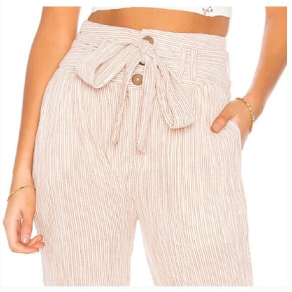 Free People Rumors Harem High Waist Belted Tie at Waist Pants Boho Cotton Mauve - Picture 3 of 13